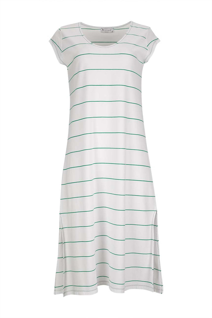 striped short sleeve long dress