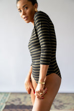 Golden lurex striped bodysuit